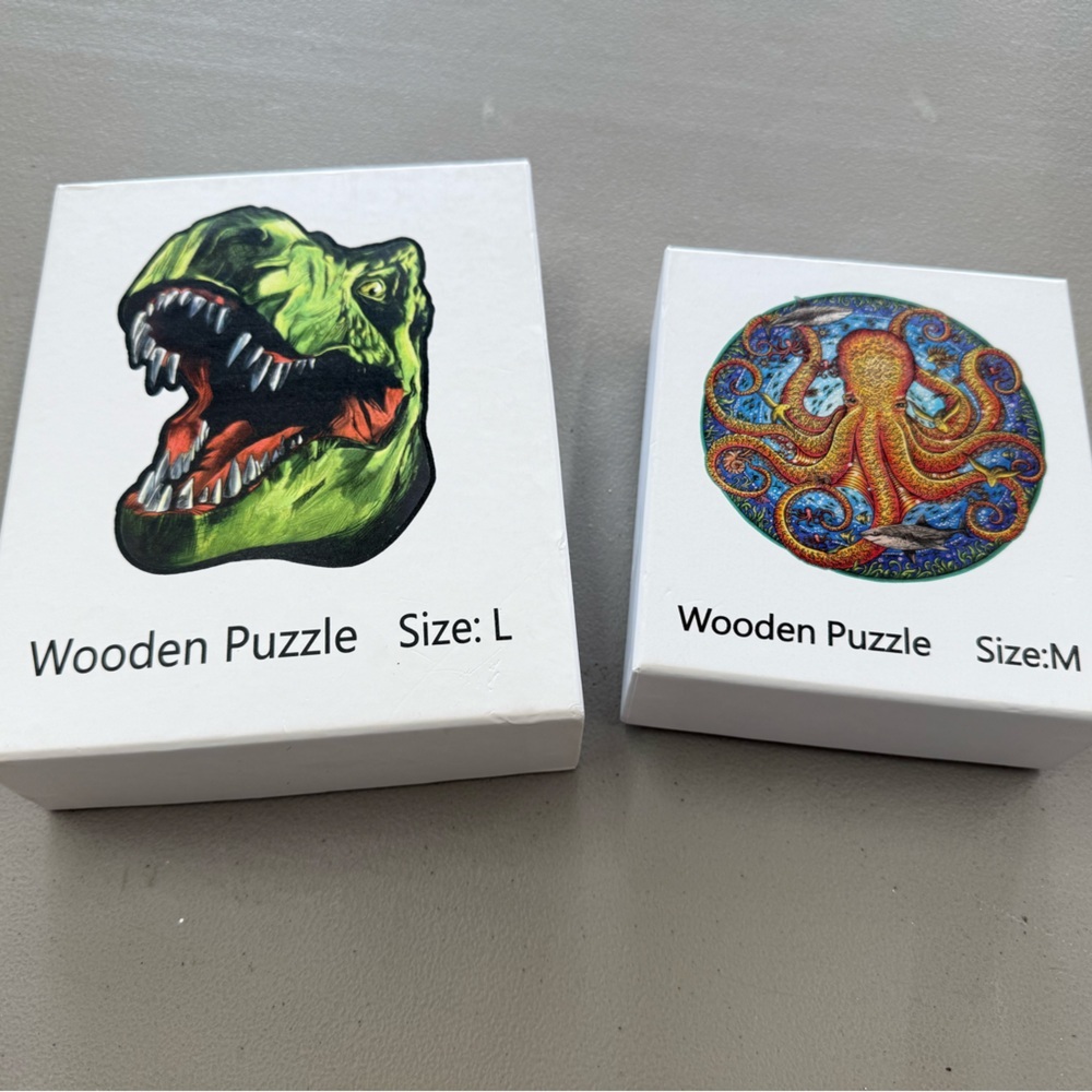 Wooden Dinosaur & Octopus Puzzles - Picture 1 of 5